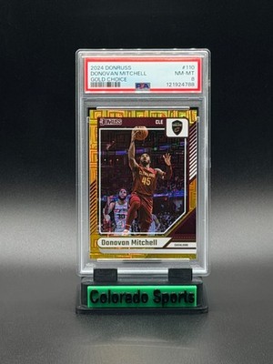 DONOVAN MITCHELL 2024-25 Donruss #110 Gold Choice 01/10 PSA 8 (pop 2 : 0 higher)