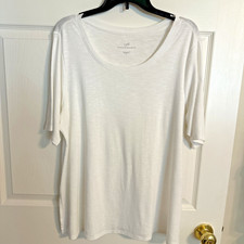 jJill Womens 100 Pima Cotton Scoop Neck Top, White; XL, Elbow Slv, 511
