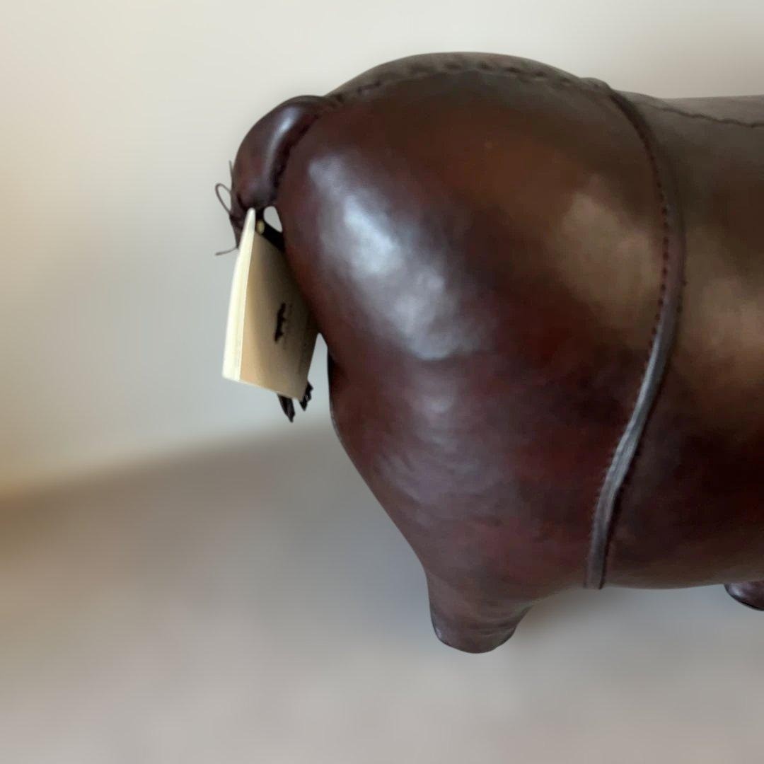 Omersa Small Rhinoceros Leather Animal Figure Handmade NEW With