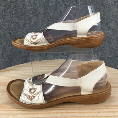 Rieker Regina Sandals Womens 42 Slingback Slip On Casual Comfort Low Top White