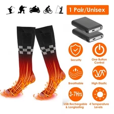 5V Electric Heated Socks Rechargeable USB Men Women Winter Thermal Foot Warmer