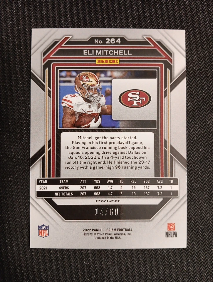 2022 Panini Prizm Prizms Orange Wave #264 Eli Mitchell /60 - Image 2 of 2