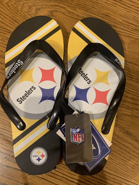 mens steelers flip flops