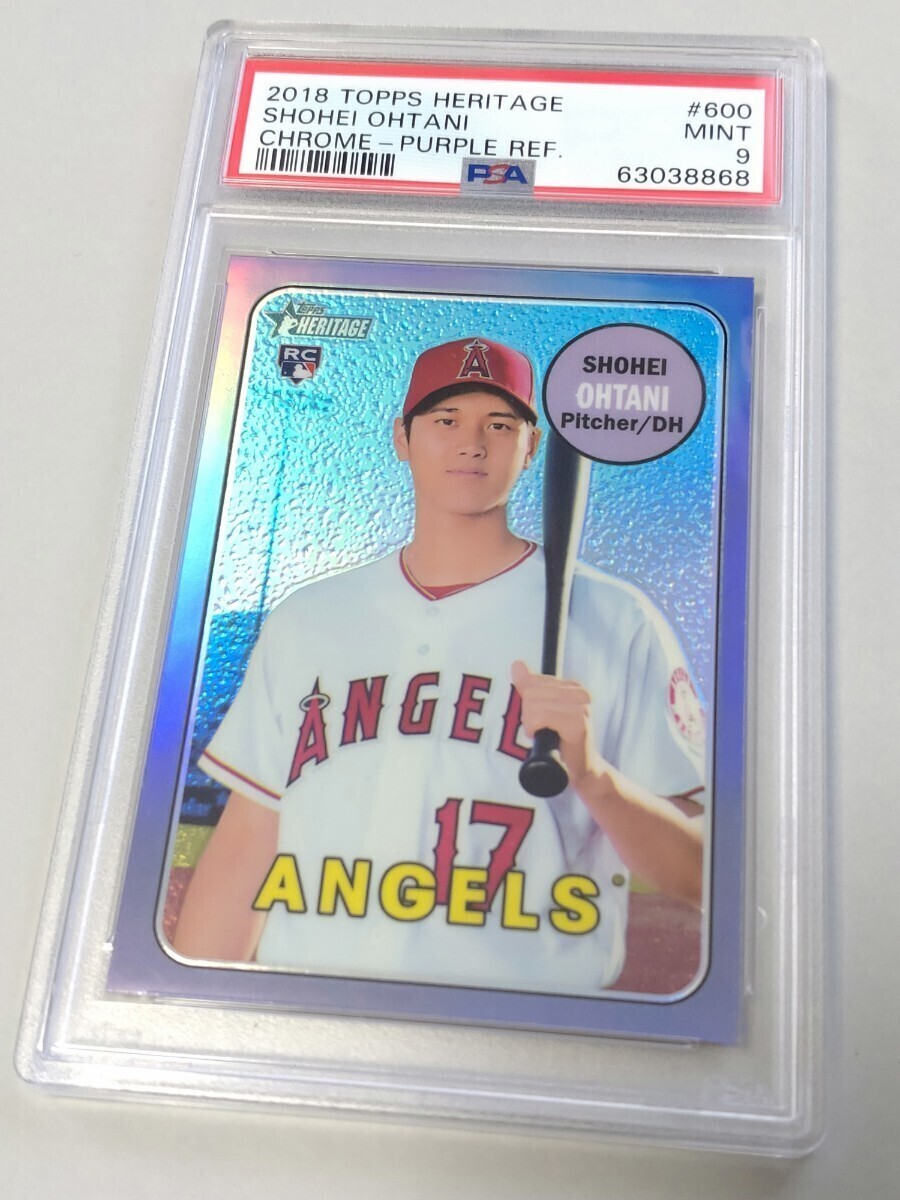 Topps Heritage 2018 Shohei Ohtani Rookie Card Chrome Purple Refractor RC PSA 9