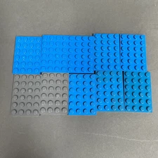 Lego Baseplates Blue Dark Gray 6 x 4 Replacement Add-on Parts Pieces Lot of 10