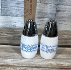 Vintage Westinghouse Gemco Salt Pepper Shakers Atomic Star Snowflake 1970s Blue