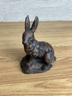 Harz Kaninchen Figur 4,5'' Bronze Finish Hase Ornament Filz Basis Dekor