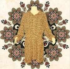 TIME & TRU Brown Cheetah Print Pleated Babydoll SHIRT Dress Women's PLUS XXXL 22