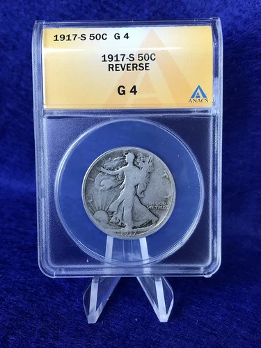 1917-S REVERSE MINT MARK WALKING LIBERTY HALF DOLLAR 50c *ANACS G4 GOOD*