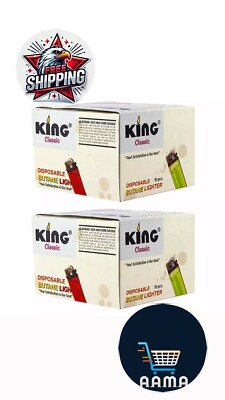 King Classic Disposable Butane Lighters Assorted Colors (100 Count) 2 Pack