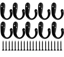 10 Pack Wall Hooks Wall Mounted Coat Hooks for Hanging Heavy Duty Black Towel...