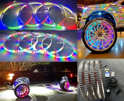 17.5'' QUAD ROW 4Rolls Dream CHASING Flow RGB Color Changes LED Wheel Well Lights
