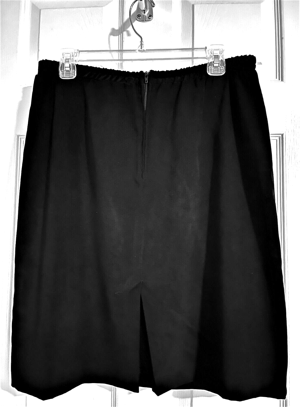 Women's black swede like polyester knee length pencil straight skirt size 12 eBay