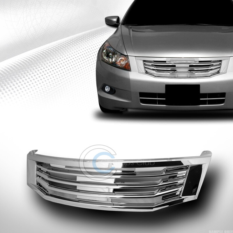Fits 08-10 Accord Sedan Chrome MU Style Front Hood Bumper Grill Grille Guard ABS