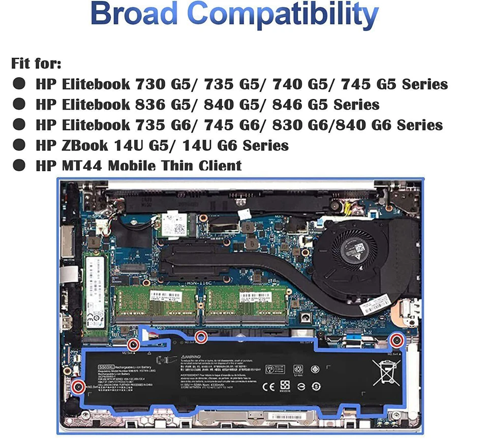 BATERÍA HP SS03XL HP EliteBook 840 G5 G6 730 735 740 G5 933321-855 50Wh - Imagen 2 de 4