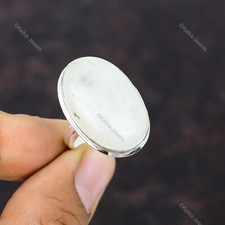 Natural Rainbow Moonstone Solitaire Adjustable Ring 925 Silver For Girls