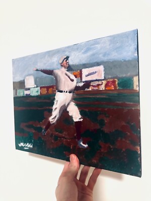Cy Young Painting baseball Autographed by the artist Gift for dad Red Sox Art