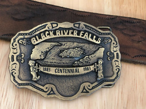 Black River Falls Centennial Wisconsin River University UW Vintage Belt Buckle