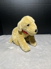Vintage Tan Dog Plush Golden Retriever Lab Puppy 13"L Red Bandana Floppy Toy Pet