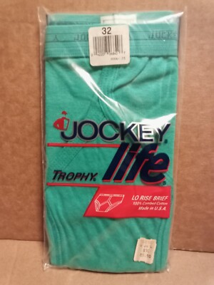 Vintage 1984 Jockey LIFE Trophy Lo-rise Guy Brief NIP Teal Color Size 32 NOS New