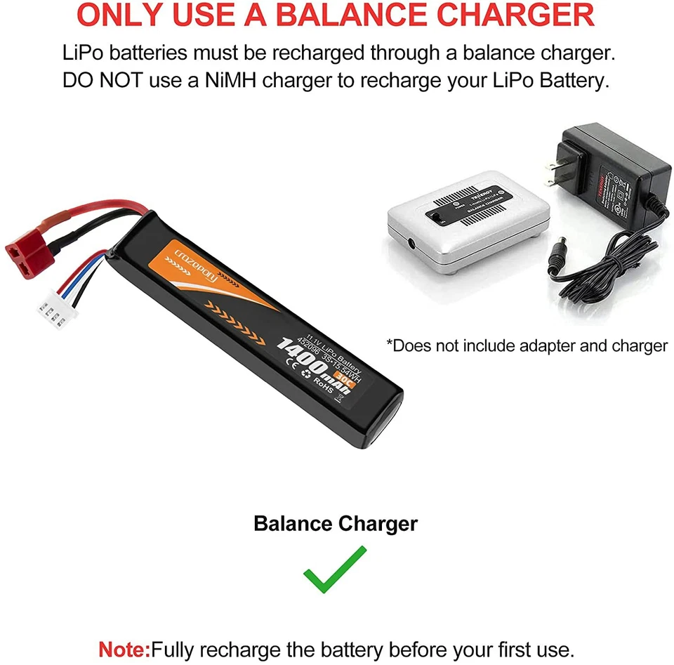 AIRSOFT AKKU COMBAT 3S 11,1V 1400mAh Softair AEG mini Tamiya Deans T Stecker - Bild 2 von 4