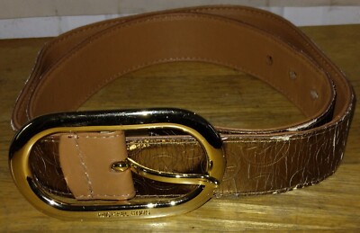 Michael Kors Belt Gold Printed MK Logo Gold Rectangle Buckle  display picture 3