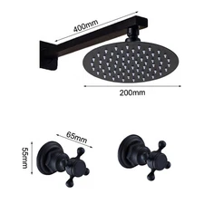 Shower Faucet Set Wall Mount 2-Handle Mixer Valve Tap Cold and Hot Round Head