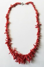 COLLANA IN ARGENTO 925 CON FRANGIA RAMI DI CORALLO ROSSO MEDITERRANEO 