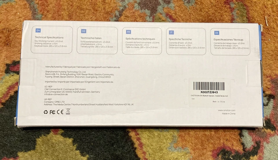 OMOTON Ultra-Slim Wireless Keyboard Model #KB066 - Gray - New in the Box - Image 3 of 4