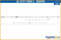 Seilzug, Feststellbremse Ate 24.3727-0588.2 FüR Fiat
