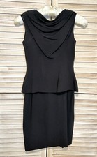 Elegant Vintage Kim Kory Original 2 Piece Black Peplum Dress Size S EUC