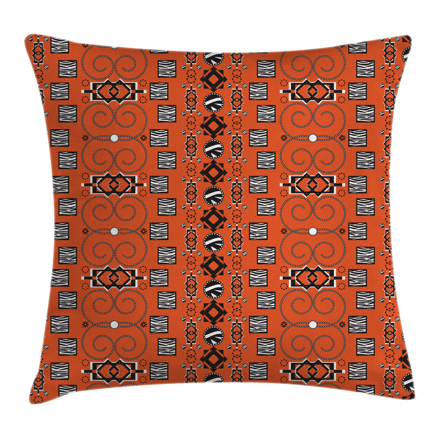 African Tribal Ornament Square Pillow Cover 24 Inches Ethnic Design