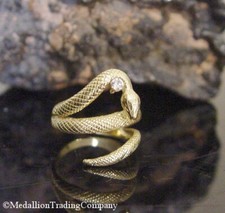 Designer 18k Yellow Gold Coiled Serpent Snake Diamond Bypass Wrap Ring Sz 6 lOT