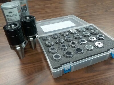 2 BT40-ER40-4'' Collet Chucks Balanced G2.5/25000RPM w. 23 ER40 AA Grade Collets 