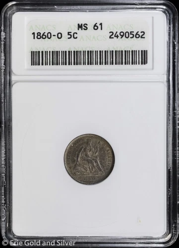 1860-O H10C Seated Liberty Half Dime ANACS MS 61 | Soap Box Uncirculated UNC
