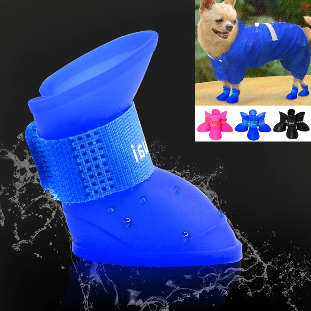 Waterproof Dog Shoes Small Medium Dogs Non-Slip Rain Boots Pet Snow Booties | eBay