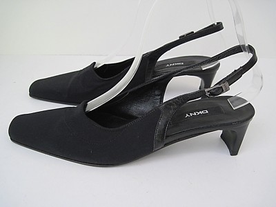 DKNY DONNA KAREN Women's Black Fabric Leather Slingback