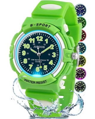 Kinderuhren für Jungen und Mädchen 7 Farben Zifferblatt Wasserdicht Analog Quarzuhr mit