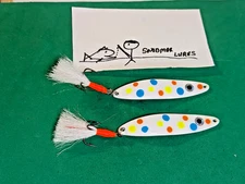 2 - 1/2 OZ + METAL NO LEAD FISHING LURES MINNOW FLUTTER SPOONS CASTING Rainbow