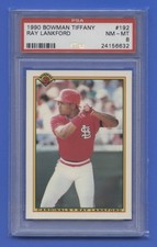 1990 Bowman Tiffany Ray Lankford RC PSA 8 NM-MT STL Cardinals Rookie Card #192. rookie card picture