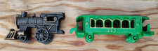 Vintage Cast Iron Locomotive Train Pieces Steam Engine Passenger Rail Car