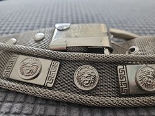 Vtg. Versace Metal Mesh Silver Tone Medusa Belt 32" Women Rare Greek Key