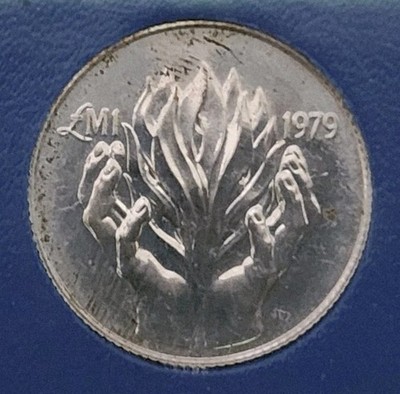 MALTA 1 POUND 1979 SILVER COIN ORIGINAL BANK CASE 