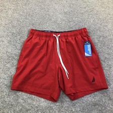 Nautica Swim Shorts Mens Medium Red 6 Inseam Boxer Liner Quick Dry Trunks