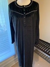 Aria nightgown medium m gown poly velour stretch blend black pockets long soft