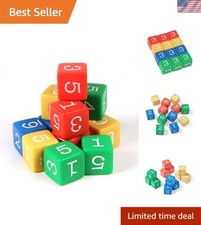 Vibrant 12-Piece Set of 3/4-Inch Number Dice - Fun Learning Tool for Ages 4-17