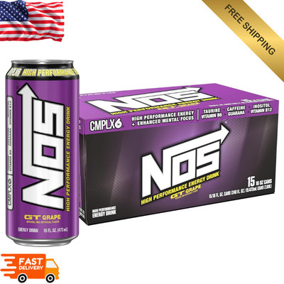 NOS GT Grape: High Performance Energy Drink. 16 Fl oz (Pack of 15)