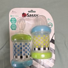 Sassy Baby Food Nurser 2 Pack 4oz BPA-Free Silicone Nipple Multicolor