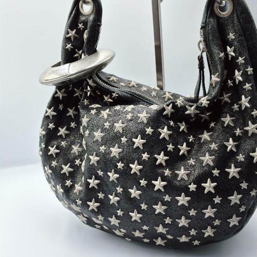 JIMMY CHOO Sky Hobo One Shoulder Bag Black Leather Studded Y2K Used From Japan