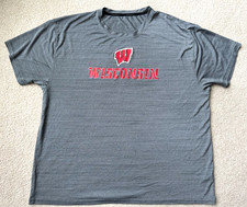 University of Wisconsin Badgers Performance Gray T Shirt by Russell Athletic 2XL